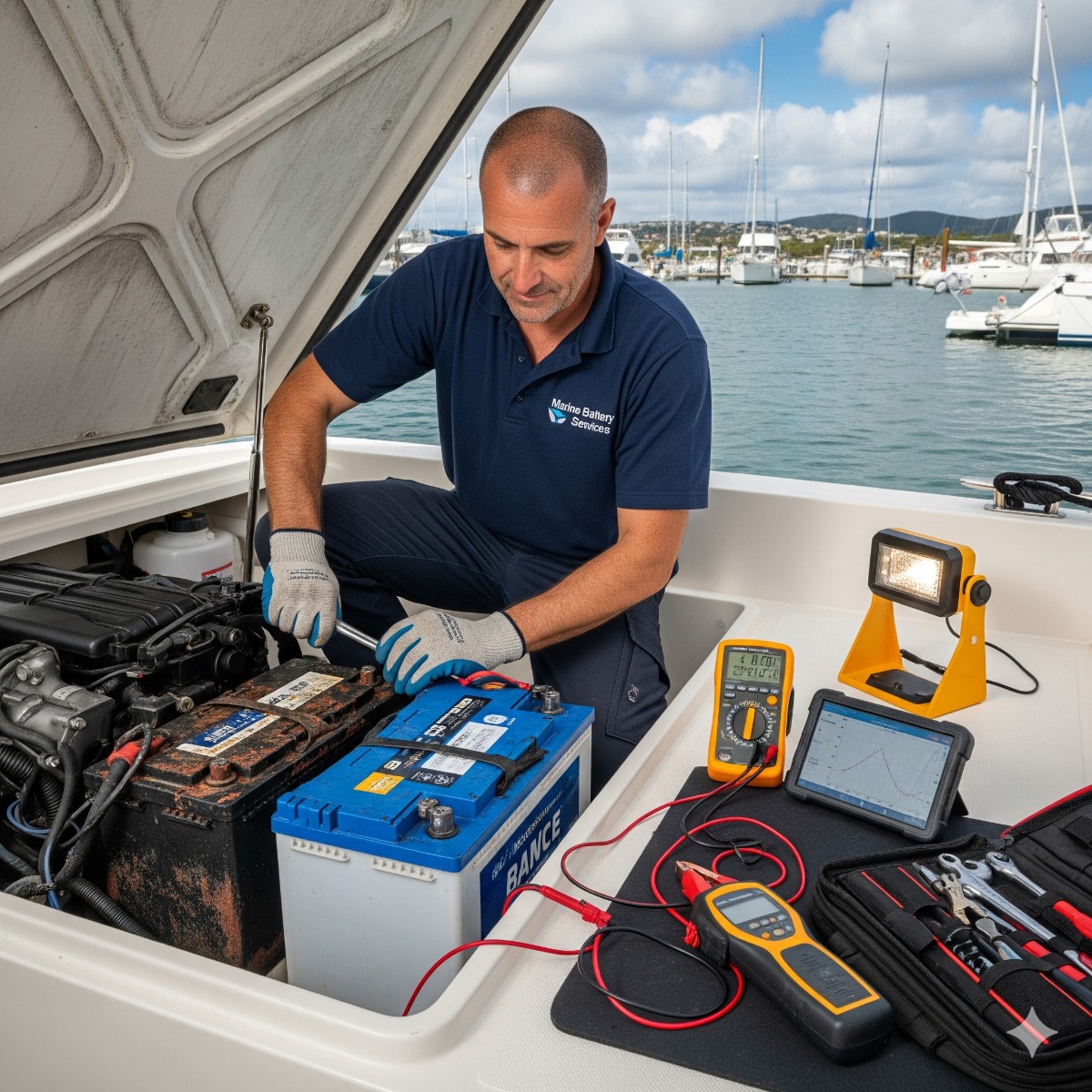 Marine Battery Replacement and Charging System Repair