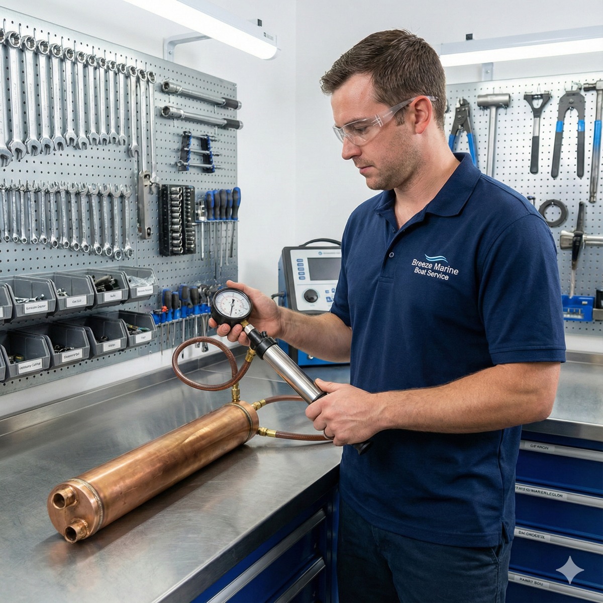 Marine Gearbox Cooler Cleaning & Pressure Test