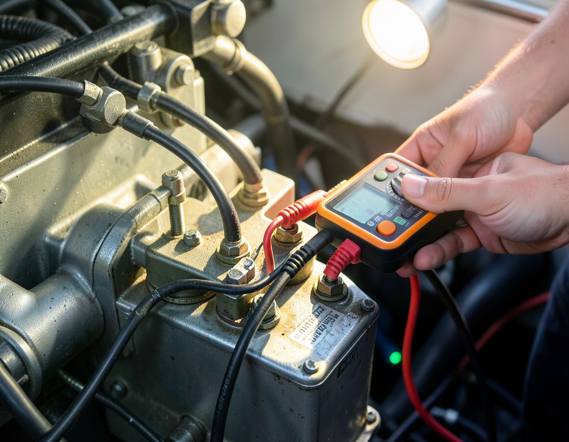 Pomiar spadku napięcia na elektromagnesie rozrusznika łodzi