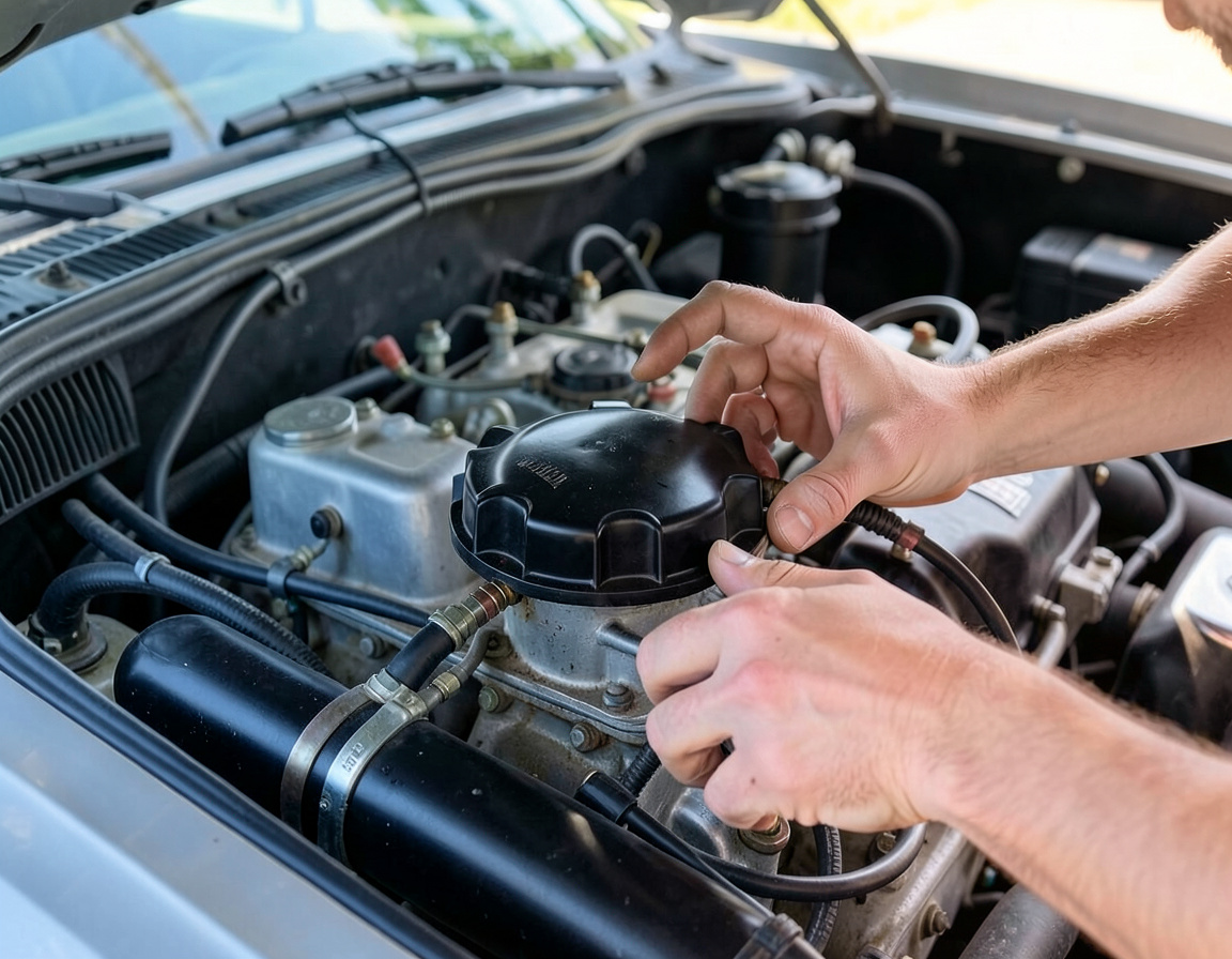 Montaż nowej kopułki rozdzielacza w morskim silniku V8