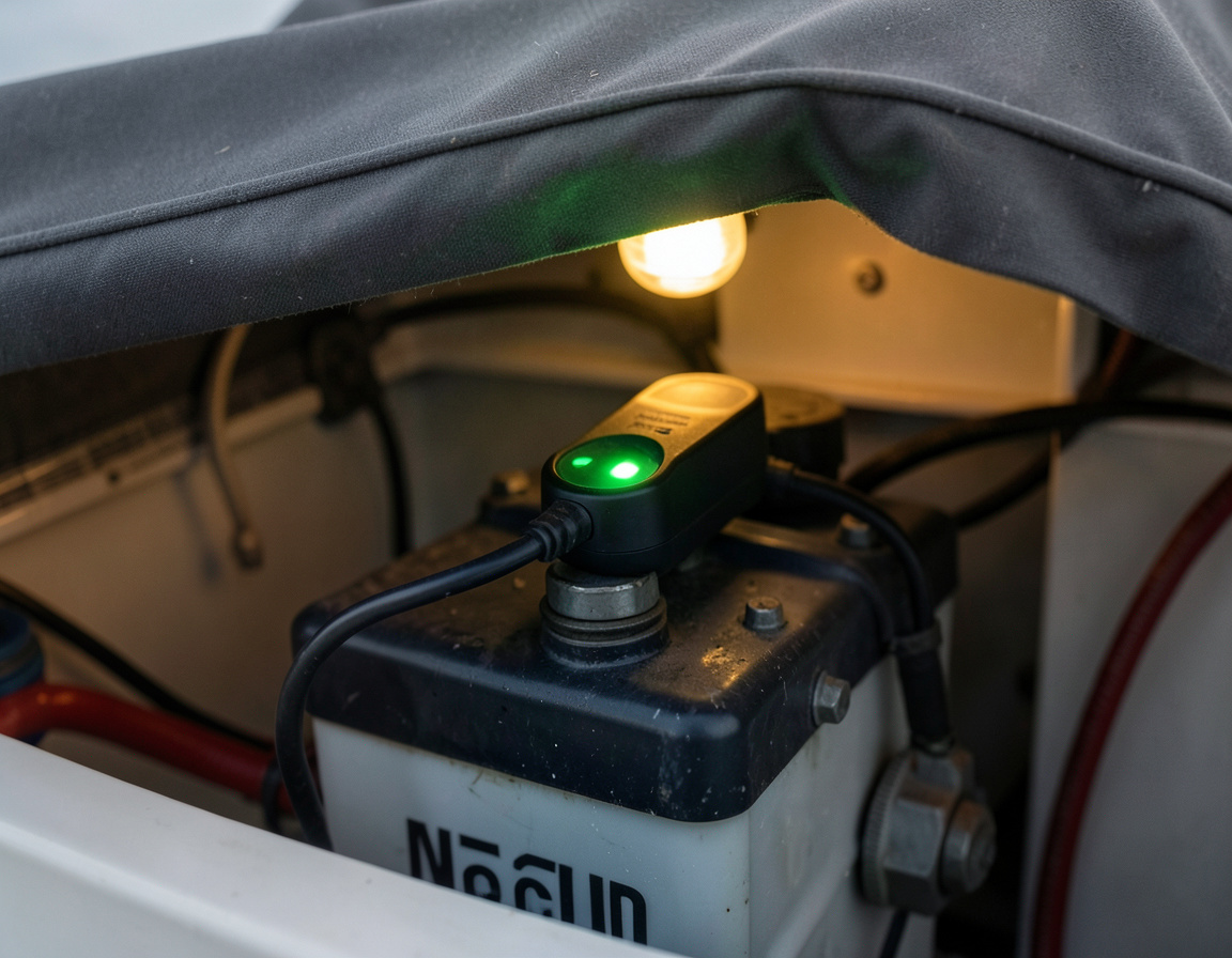 Battery tender connected for off-season storage