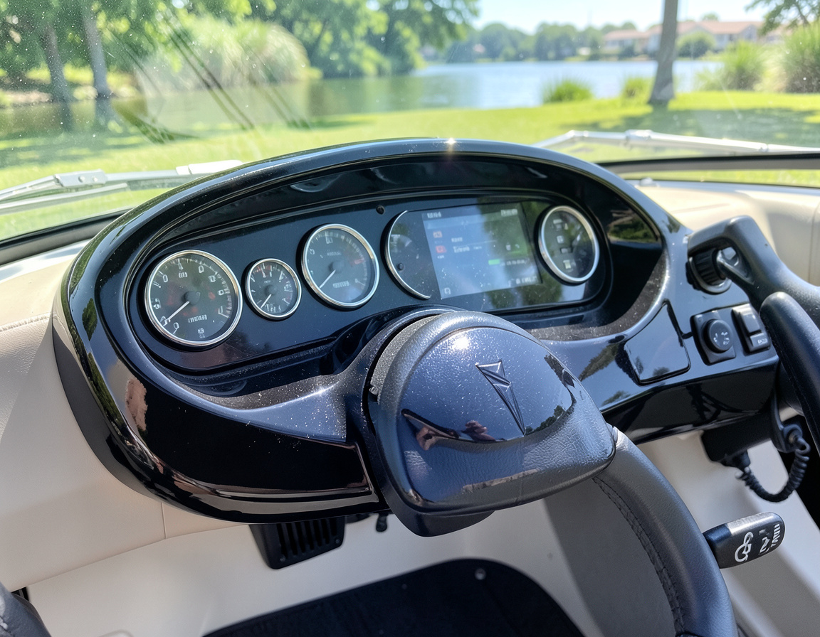 New gloss black dash panel installed at the helm