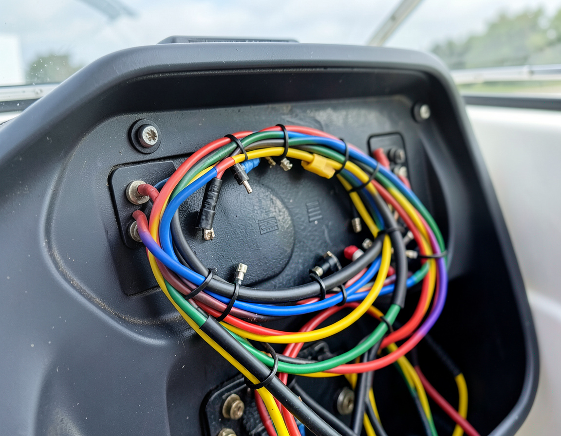Clean, organized wiring harness behind the dash panel