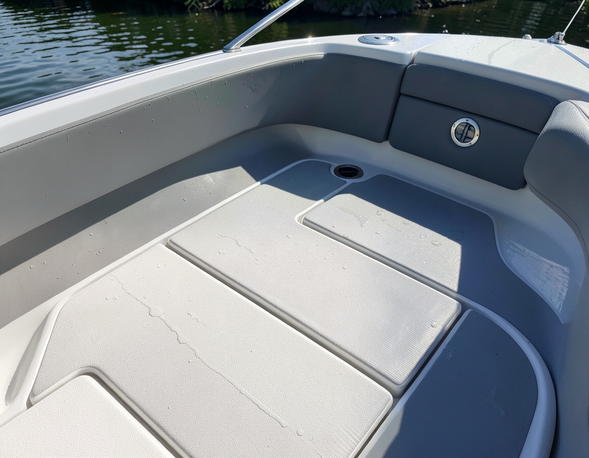 Synthetic EVA foam decking on a boat cockpit