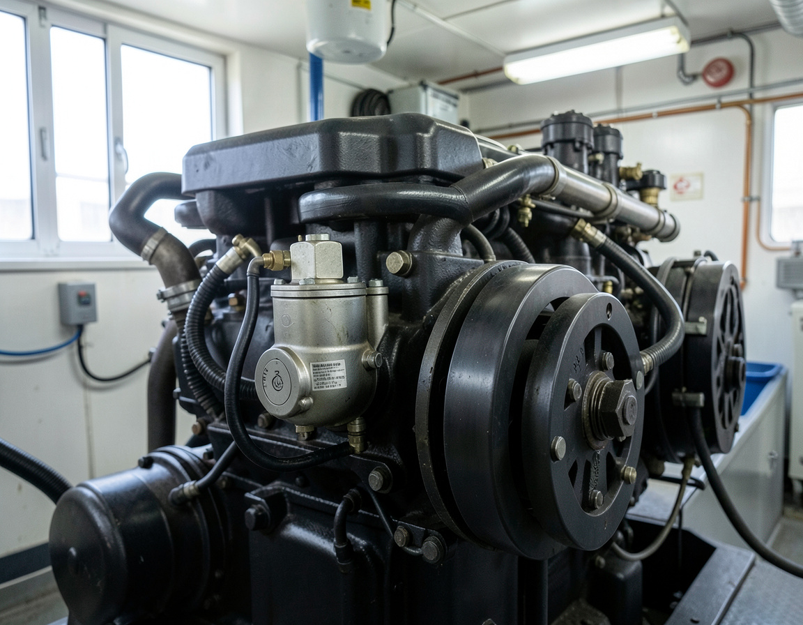 New circulation pump installed on a marine engine